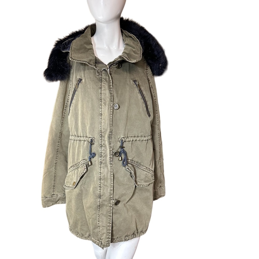 Anthropologie Richmond Hooded Anorak Jacket Womens size Medium Faux Fur Hood